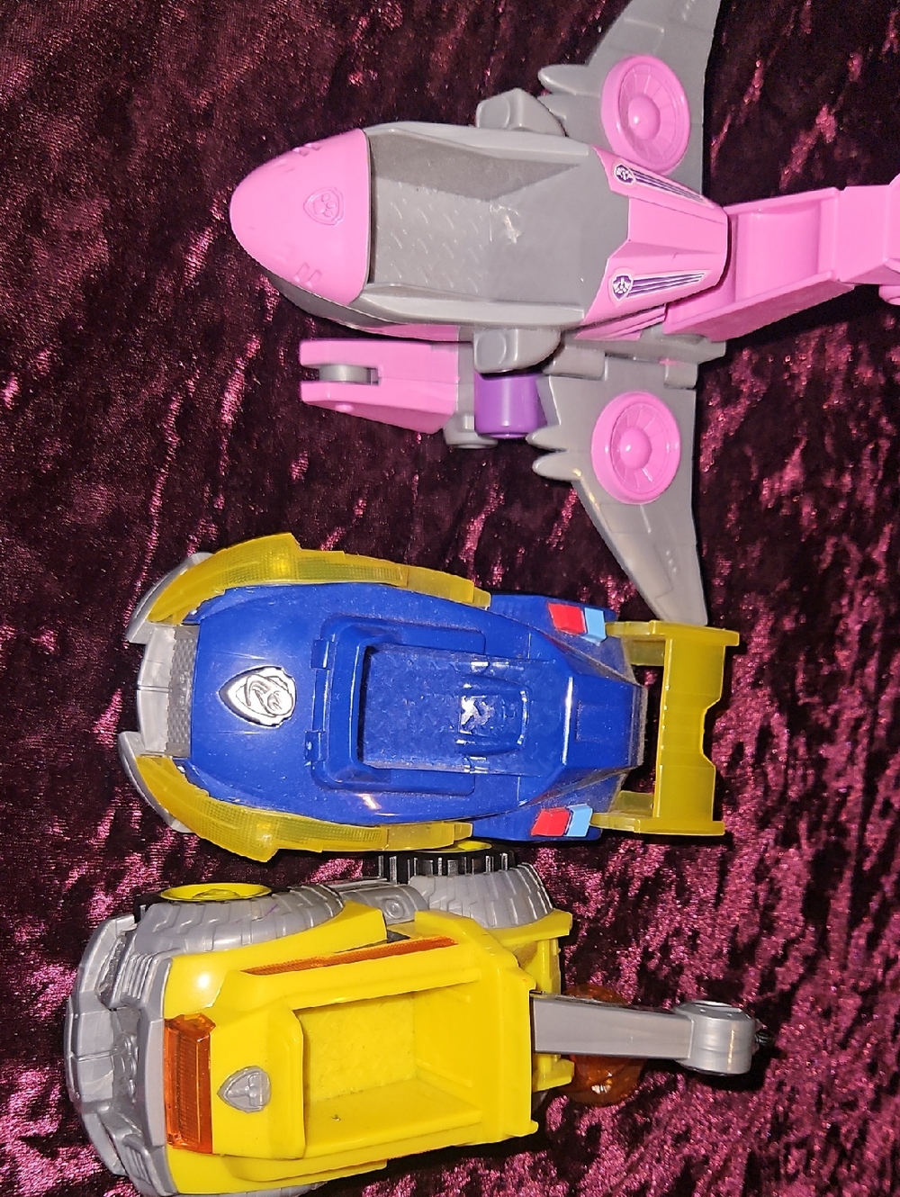 Set Of 3 Paw Patrol Rescue Vehicle Trio - Blue, Yellow, Pink